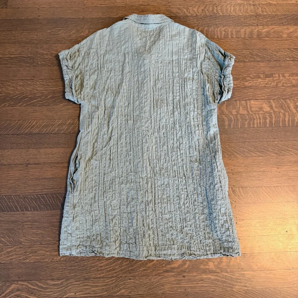 Abercrombie & Fitch Sage Green Crinkled Shirt Mini Dress - Picture 10 of 16
